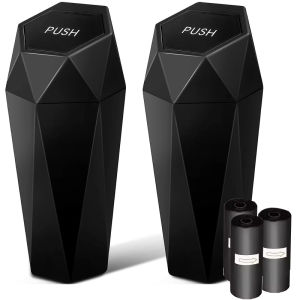 Car Trash Can (with Lid) Portable Car Dustbin Auto Trash Bags Mini Garbage Bin Leakproof Vehicle Garbage Can Car Accessories