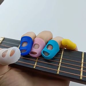 5pcs Silicone Guitar Thumb Finger Picks Protector Plectrum Fingertip Guitar Fingertip Protectors Silicone Finger Guards