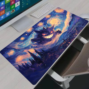 Bandai | Mouse Pad XXL Gaming Desk Mat P-Pokemon Gengar Play Mat Computer Gamer Cabinet Non-Slip Rubber Base Stitched Edge Keyboard Pad