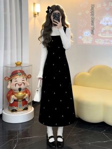 Y6Y | Đầm Dây Bọc Velvet Đen 1 Cái
