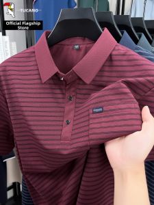 TUCANO | Short Sleeve Stripe Turn-down Collar Pocket Design Polo Shirt