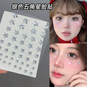 Silver Star Rhinestone Stickers Stage Performance Concert Face Eye Area Water Diamond Facial Stickers Makeup Tools REALROLA