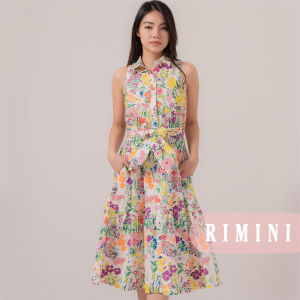 RIMINI - Dress Remaja Gaun Tanpa Lengan Flower Berkerah xs-xl - Tyra Dress 85758