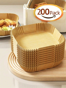 10-200pcs Disposable Air Fryer Paper Non-Stick Kitchen Baking Airfryer Mat Oilproof Micro-wave Barbecue Pad Baking Paper Liner