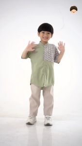 Yobebee Kemeja Batik Tangan Pendek Anak Laki-Laki: Baju Atasan Kids Casual Formal Katun