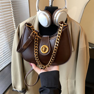 Fashionable Versatile Womens Chain Crossbody Bag Handbag Shoulder Bag Underarm Bag 2025 New Retro Artistic Style Handbag