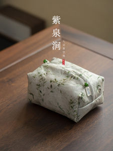 Chinese Style Embroidered Cloth Art Tissue Paper Holder Tea Ceremony Accessories Key Controlled Storage Organizer
