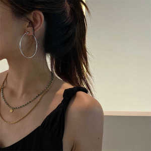 Trendy Silver Hoop Earrings Large Circle Titanium Steel Non-fading Metal Fashion Jewelry Womens Accessory Rock Vicci Brand