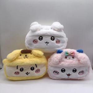 Bandai | Japanese Cartoon jiyi Storage Bag Creative Ins Hachiware Usagi Cute Plush Bag Girl Student Makeup Clutch Zipper Pencil Case