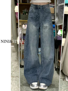 American Retro High Waist Wide Leg Jeans Womens Loose Straight Scythe Pants Autumn New Style Wujian High Waist Denim Jeans