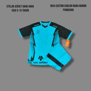 Jersey olahraga anak anak usia 5-15 tahun bisa custom sablon nama nomor punggung