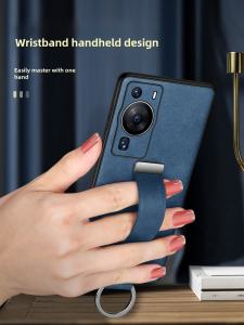 Huawei P60 pro Leather Grain Handheld Stand Cover Protective Shell Full Lens Drop Resistance High End Business Style Mobile Phone Case