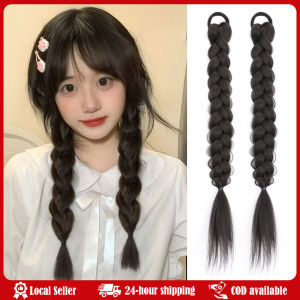 Fluffy Double Tail Braid Wig Simulation Cute Funny Hair Extension Side Bun Braided Fake Hair for Women Girls Party Cosplay Natural Sweet Braided Wig Double Tail Fashionable Spicy Girl Boxing Debate Simulation Hair Chinese New Style Gentle Wind
