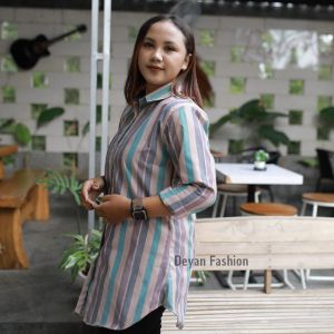 Abdi Grosir Tunik Salur Terbaru / Ailen Tunik / Kemeja Panjang Bahan Katun Tidak Nerawang