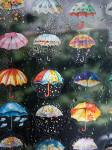 Vintage PET Stickers Handheld Umbrella Design Diary Journal Decorative Adhesive Labels Basic Material for DIY Scrapbooking