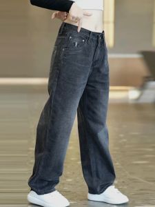 กางเกงยีนส์ทรงหลวมขาตรงสำหรับผู้ชาย ทรงลำลอง ทรงหนัก กางเกงขายาวทรงเข้ารูป เทรนด์แฟชั่นฤดูใบไม้ร่วง กางเกงยีนส์ทรงเข้ารูป