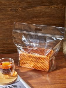 Large Zipper Bread Toast Self-Sealing Bakery Packaging Plastic Transparent Bag Handmade Pastry Food Bag Kitchen Cooking Tools