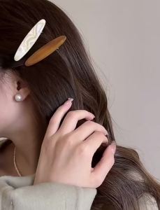 2 Pcs New Simple Acetate Fiber Hairpinswomen Oval Geometric Side Clips Colorful Duckbill Clips One-word Clip Hair Accessories