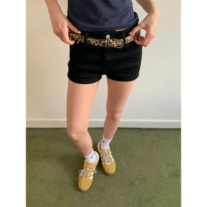 Shiny Black Micro Elastic Shorts Women Summer New Vintage Spicy High Waist Versatile Short Slimming Hot Pants Street Style Jeans