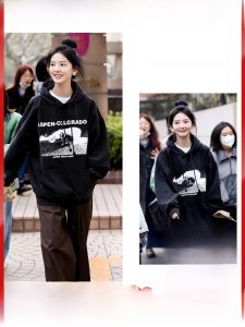 เว็บไซต์อย่างเป็นทางการของ BrandyBM Retro American Skiing Print เสื้อฮู้ด หลวม Overhead ผู้หญิง แขนยาว ผ้าฝ้าย สไตล์การเดินทางที่สะดวกสบาย