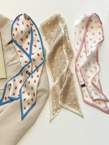 Dễ Thương Berry In Khăn Lụa Cho Nữ Đa Năng Mỏng Phong Cách 2 Lớp Quấn Trang Trí Cổ Cho Tất Cả Các Mùa