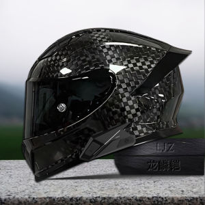 LJZ Motorcycle Helmet Carbon Fiber Full Face Helmet 4XL Baby Boy and Girl Summer Motorcycle Bluetooth 67 Extra Large Size Retro Big Head Circumference
