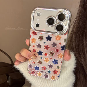Korean Gradient Colorful Stars Pattern Phone Case For iPhone 17 Air 16 15 14 13 12 11 Pro Max XS XR X Plus Shockproof Hard Cover