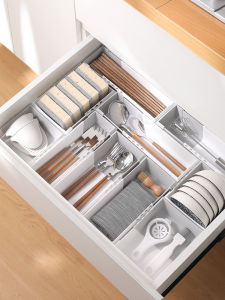 Kitchen Drawer Plastic Storage Box Built-In Utensil Cutlery Chopsticks Forks Divider Organizer Box Home Use Expandable