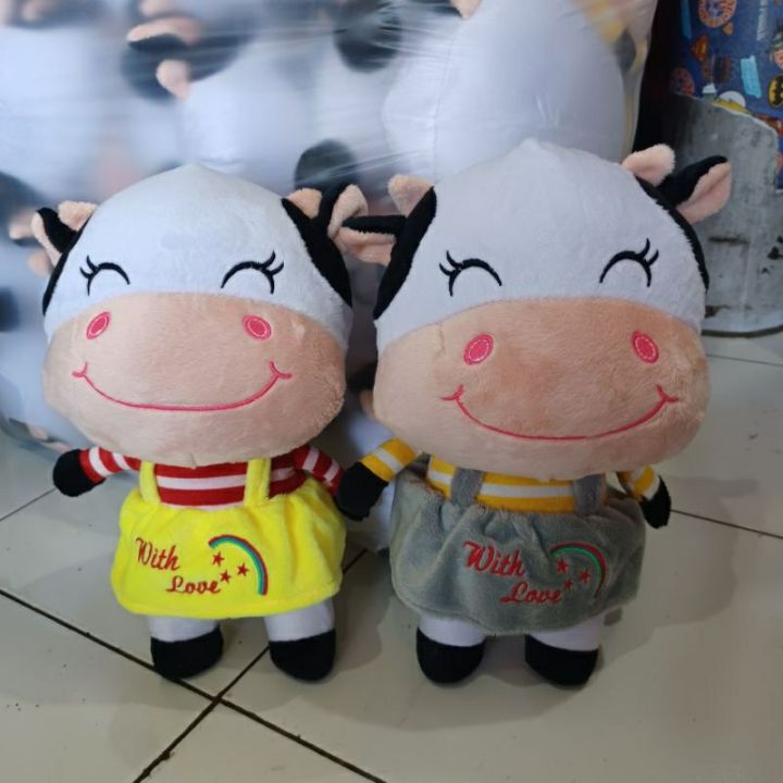 Boneka Sapi Senyum Cantik Lucu Boneka Hewan Karakter Sapi Cow Pakai baju