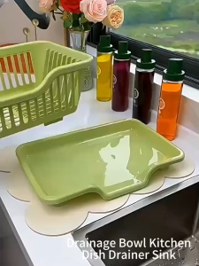 Plastic Dish Drying Rack With Drip Tray Kitchen Utensil Drying Basket With Cutlery Holder Suitable For Kitchen Countertops