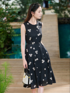 Misoshine | Linen 100 Hephner Style Black Sleeveless Dress