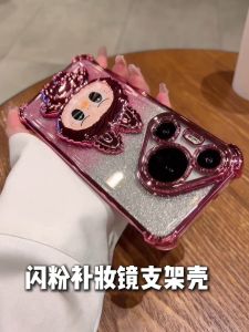 Huawei Pura 70 Case Huawei Pura 70 Pro Case Huawei Pura 70 Ultra Glitter Bling Casing with 3D Labubu Mirror Camera Protector Softcase Phone Cover