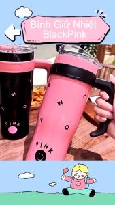 Cốc Đựng Nước Giữ Nhiệt Black Pink Cao Cấp Dung Tích 1200ml - Bình Giữ Nhiệt Phong Cách K-Pop Giữ Nhiệt Lên Đến 8 Tiếng