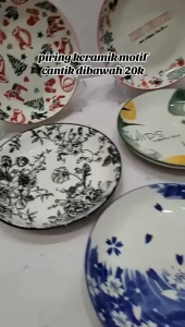 Piring Keramik Piring Makan Motif Japan Marble SNI Ukuran 9.25 Inch 235 Cm Tebal MEWAH