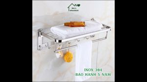 Máng khăn tầng đa năng Inox 304 PHÁT ĐẠT không rỉ sét thanh treo khăn giá móc khăn mặt nhà tắm vắt khăn inox (SP026B)