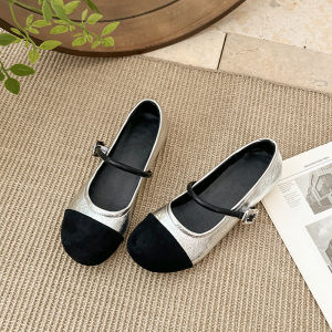 DINGMUYI | French Style Leather Patchwork High Heel Mary Jane Shoes