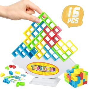 16-64PCS Tetra Tower Game Tetra Tower Stacking Game Family Board Game Balance Stacking Block Game Great for Family and Parties