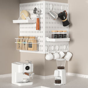 GooBoo ชั้นวางติดผนัง Pegboard DIY ชุดบอร์ดเจาะรูสำหรับแขวนตกแต่งผนังบ้านตกแต่งชั้นวางของ