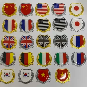 Miếng dán logo kim loại huy hiệu hình lá cờ nước Đức – Germany dán trang trí ôtô xe máy laptop