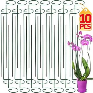 10ชิ้นที่ยึดต้นไม้แท่นรองสวนทำจากโลหะแท่งป้องกันก้านดอกไม้กระถางอุปกรณ์กันตกใช้ซ้ำได้อุปกรณ์ทำสวน