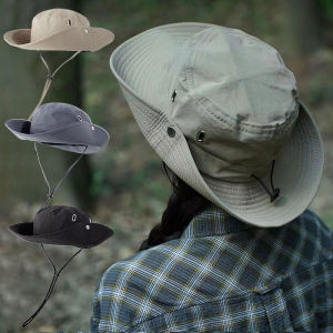 หมวกบัคเก็ตบุรุษเดินป่าตกปลาแบบวินเทจผ้าคอตตอนเนื้อนิ่มสำหรับหมวกปานามาเล่นกีฬาคาวบอยระบายอากาศได้ดีสำหรับฤดูร้อนหมวกกันแดดทัวร์เดินป่า
