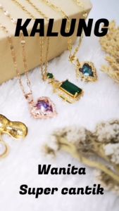 Perhiasan Wanita Kalung Titanium Asli Anti Karat Liontin Batu Mulia