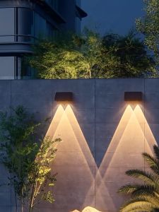 LED Solar Outdoor Wall Lamp IP65 Waterproof Night Induction Automatic Lighting Balcony Garden Villa Courtyard Warm Color Decoration Road Lighting Wall Washing Light