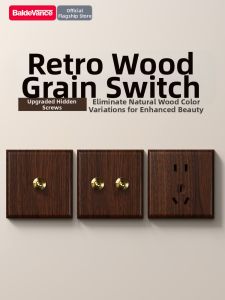 BaldeVance | Bảng Công Tắc Gạt Đồng Thau Vân Gỗ Retro Loại 86