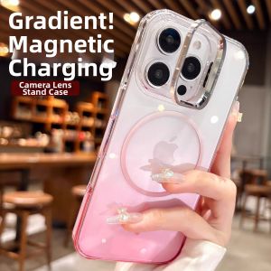 SinQui | Gradient Transparent High-quality Phone Case Magnetic Support Scratch-resistant Yellowing Protection