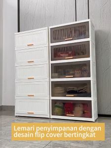 Trove 3-6 kotak penyimpanan besar yang dapat ditumpuk/bahan PP tahan lama/lemari plastik