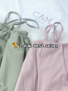 ÁO HAI DÂY CỔ VUÔNG XẾP LY MÀU XANH ĐẬU - HỒNG - TRẮNG - ĐEN