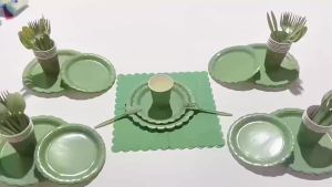 25pcs Green Paper Napkin Soft Handkerchief Romantic Wedding Banquet Square Table Napkins Dinner Party Decoration 25X25cm