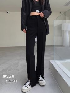 High Waist Wide Leg Suit Pants Womens Casual Black Slimming Straight Cut Spring Autumn New Style Fashionable Office Wear