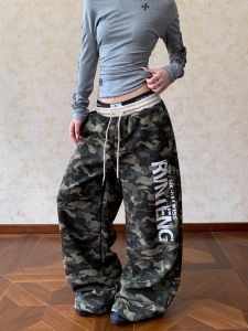 Quần Dài Thường Ngày in Họa Tiết camOUflage Phong Cách Mỹ Cổ Điển Dành Cho Nam Và Nữ Quần Thể Thao Ống Rộng Quần Ống Đứng Rộng Rãi